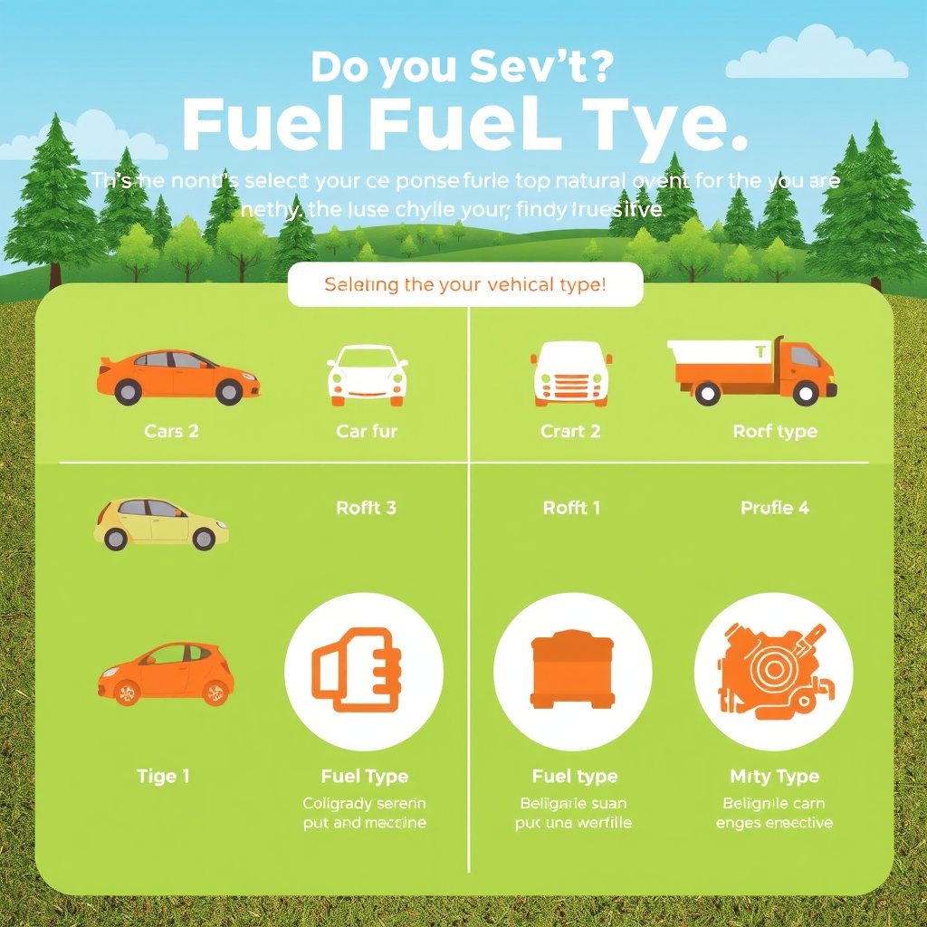 Infografía mostrando una guía visual para seleccionar el tipo de combustible correcto basado en el tipo de vehículo, con iconos de autos, camionetas y motores